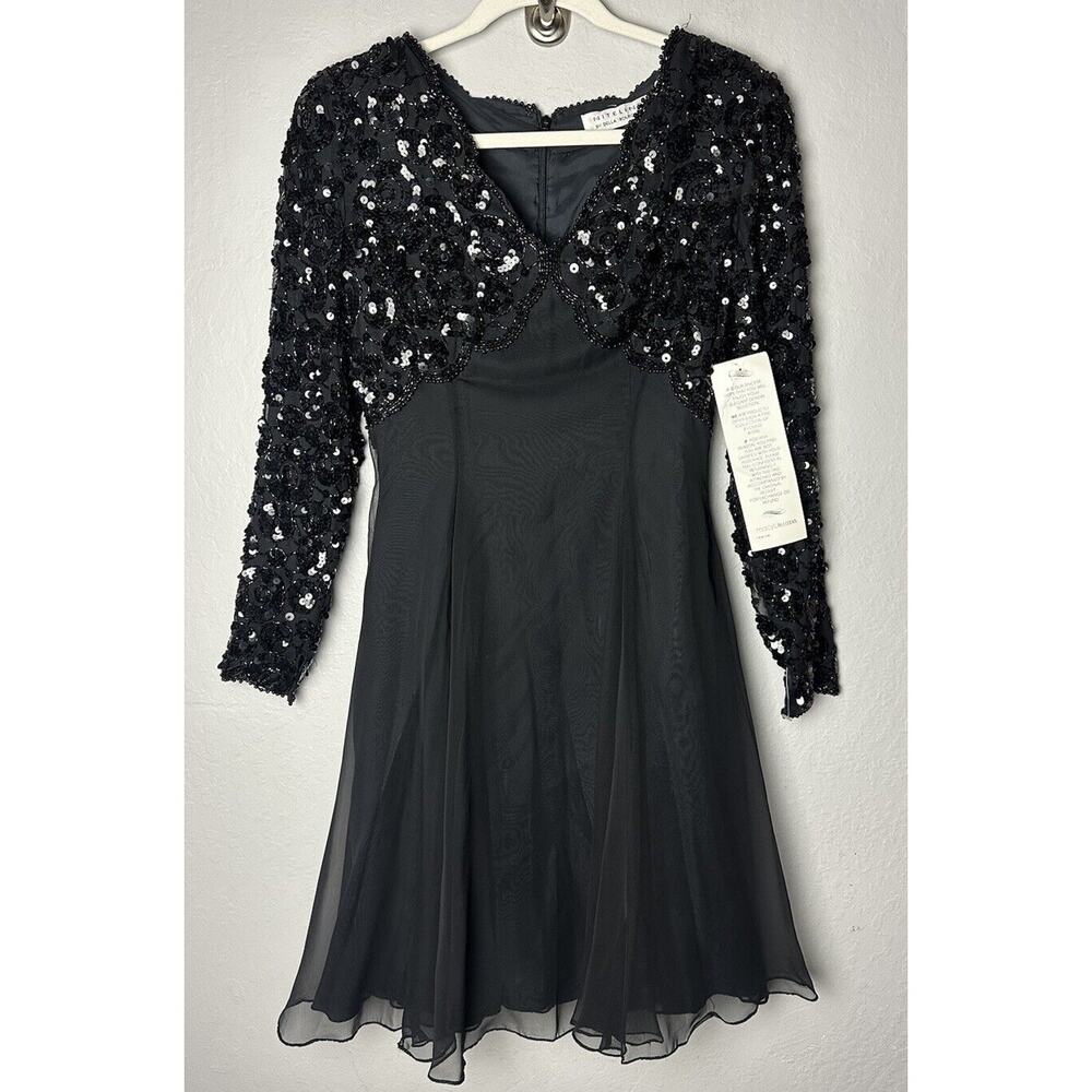 NWT Vtg Niteline Dress Della Roufogali Sequin Beaded Size 4 Little Black Dress